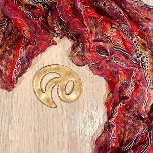 Vintage Hammered Brass Scarf/Belt buckle slide Boho Handmade Whimsy Retro luxe